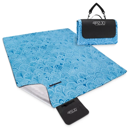 Szigeteléssel rendelkező piknik- és strandtakaró, 200 x 200 cm, kagyló mintás