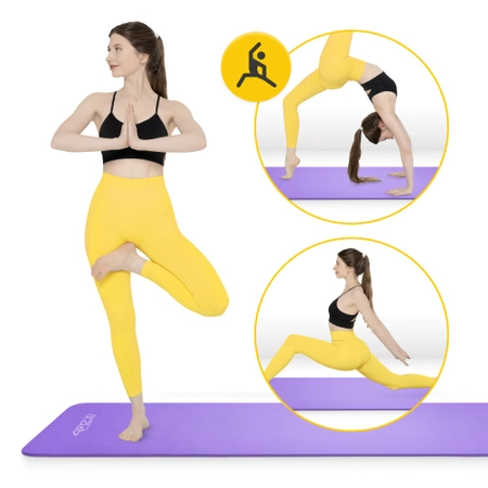 NBR torna- és jógaszőnyeg, 180 × 60 × 1 cm, lila