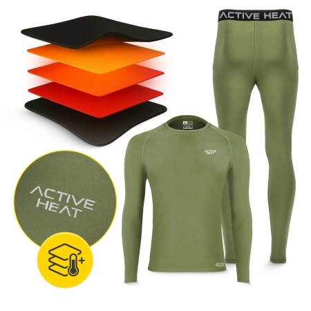 Unisex termikus alsóruha - zöld szett, póló + nadrág, XL méret