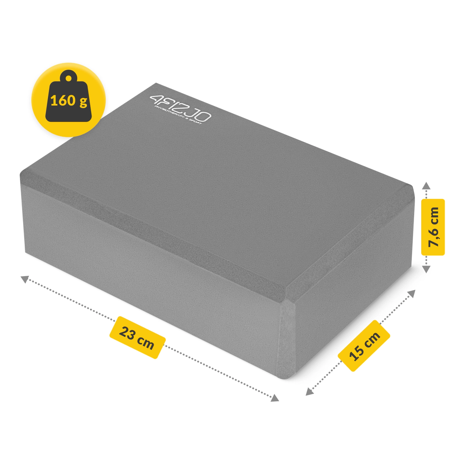 kostka joga pilates szara pianka