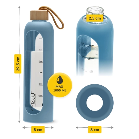 Üvegkulacs, 1 L, kék