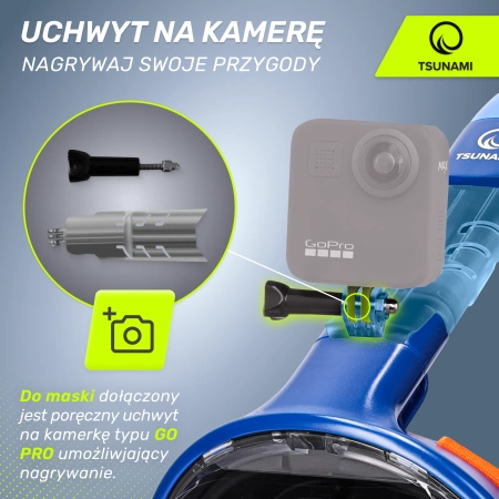 TSUNAMI teljes arcú búvármaszk, L/XL, kék