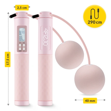 Rózsaszín ugrókötél számlálóval és golyókkal