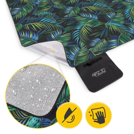 Szigeteléssel rendelkező piknik- és strandtakaró, 200 x 200 cm, pálmafa mintás