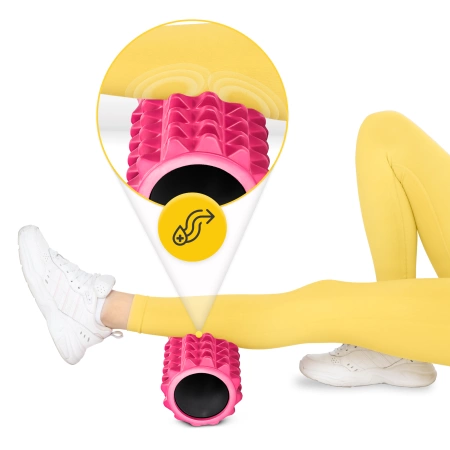 EVA habtüskés masszázshenger, 33 cm, rózsaszín