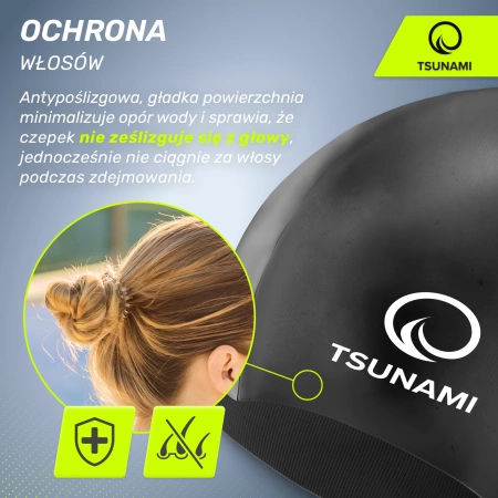 TSUNAMI gyermek úszósapka, fekete