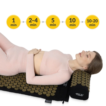 Akupresszúrás szőnyeg párnával, fekete
