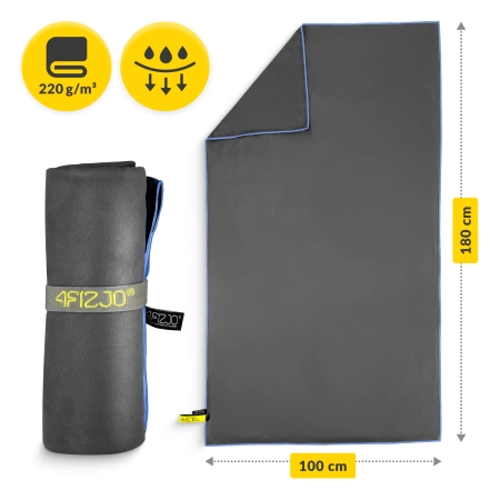 Gyorsan száradó mikroszálas törölköző, 180 x 100 cm szürke