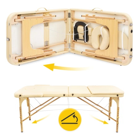 Állítható fekvőfelületű, alumínium masszázságy, 60 cm, bézs