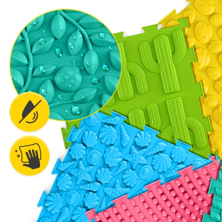 Ortopédiai érzékszervi puzzle szőnyeg gyermekeknek, 6 darab.