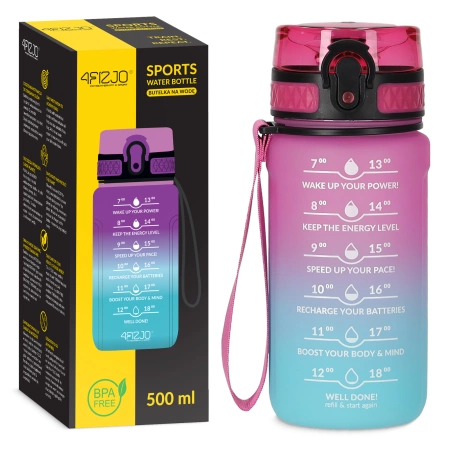 Gyerek kulacs, motivációs minta, 0,5 L, rózsaszín