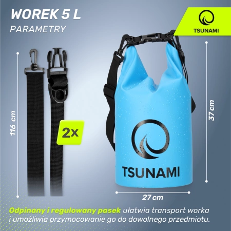 TSUNAMI vízálló zsák, 5 l, kék