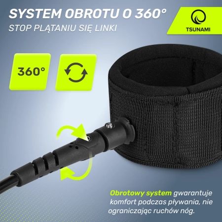 TSUNAMI leash SUP deszkához, fekete