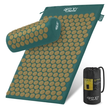 Párnával ellátott klasszikus akupresszúrás szőnyeg, sötétzöld