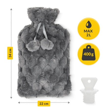 Gumi melegítőpalack plüss szövetborítással, 2 l