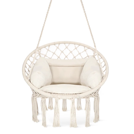 Párnával ellátott BOHO kerti hinta, bézs