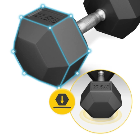 HEX acél kézi súlyzó, 1 x 27,5 kg