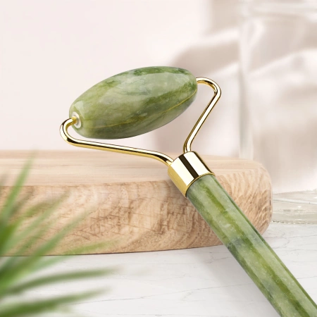 Természetes zöld jadeit arcgörgő