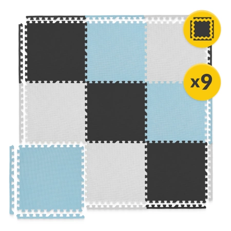 Gyerek oktató puzzle szőnyeg, 180 x 180 cm, türkizkék