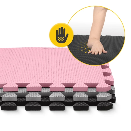 Gyerek oktató puzzle szőnyeg, 90 x 90 cm, rózsaszín