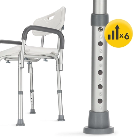 Zuhanyszék háttámlával és kartámasszal