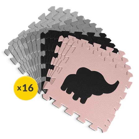 Gyerek oktató puzzle szőnyeg, 150 x 150 cm, rózsaszín