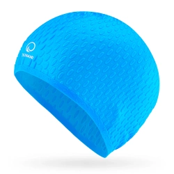 TSUNAMI női úszósapka, szöveges minta, kék