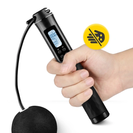 Számlálóval és golyóval ellátott ugrálókötél, fekete