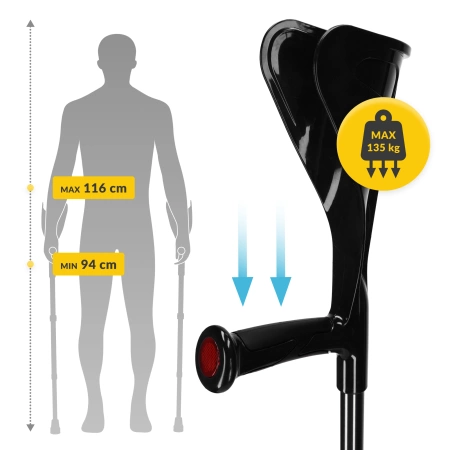 PRO állítható mankó, fekete