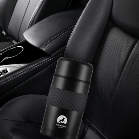 Rozsdamentes acél étkezési termosz, 1 l, fekete