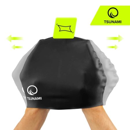 TSUNAMI gyermek úszósapka, fekete