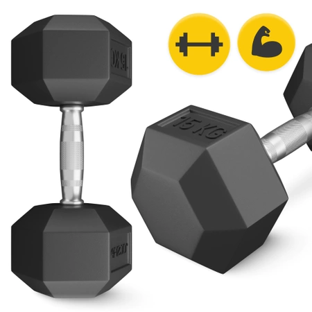 HEX acél kézi súlyzó, 1 x 15 kg