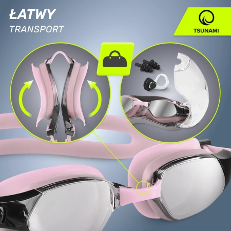 TSUNAMI úszószemüveg rózsaszín