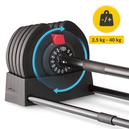 PREMIUM 2 az 1-ben állítható kézisúlyzó és súlyzórúd, 2,5-40 kg