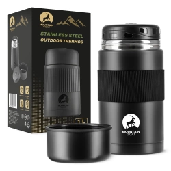 Rozsdamentes acél étkezési termosz, 1 l, fekete