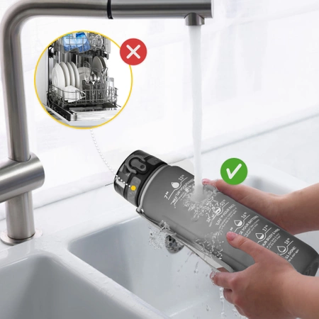 Gyermek kulacs, motivációs minta, 1 L, szürke