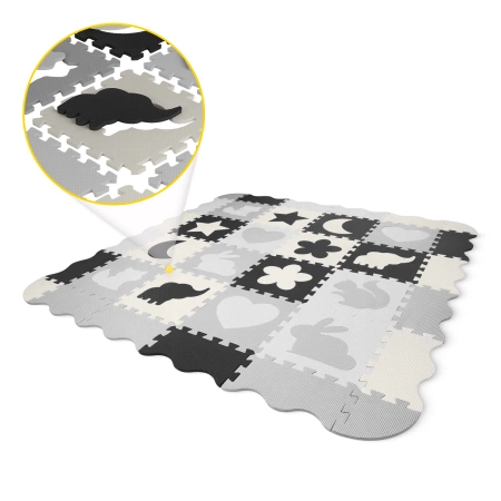 Gyerek oktató puzzle szőnyeg, 150 x 150 cm, szürke