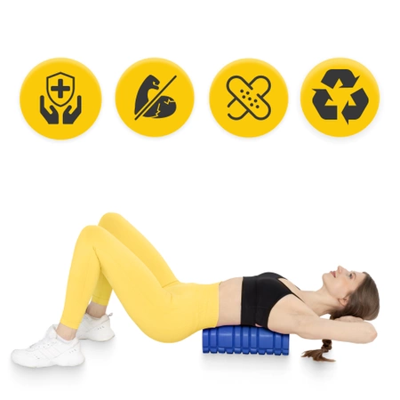 EVA bordázott masszázshenger, 33 cm, kék