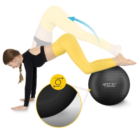 Felfújható gimnasztikai labda, 55 cm, fekete