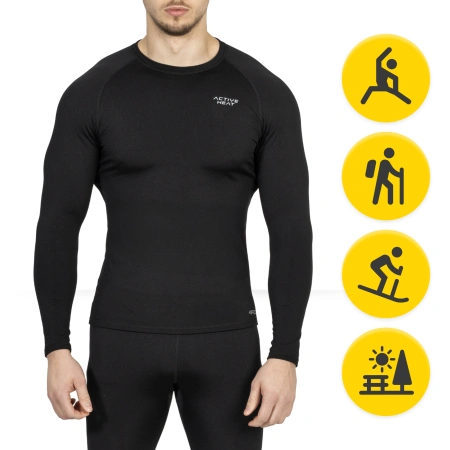 Unisex termikus hosszú ujjú póló – fekete, XL méret