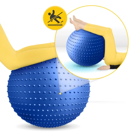 Felfújható, tüskés masszázslabda, 65 cm, kék