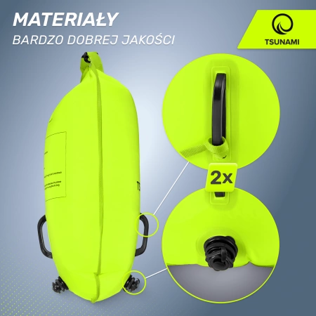 TSUNAMI vízálló tárolózsebbel ellátott 2 az 1-ben felfújható biztonsági úszóbója, sárga