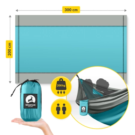 Mountain Goat kétfős utazó függőágy szúnyoghálóval, szürke és türkiz