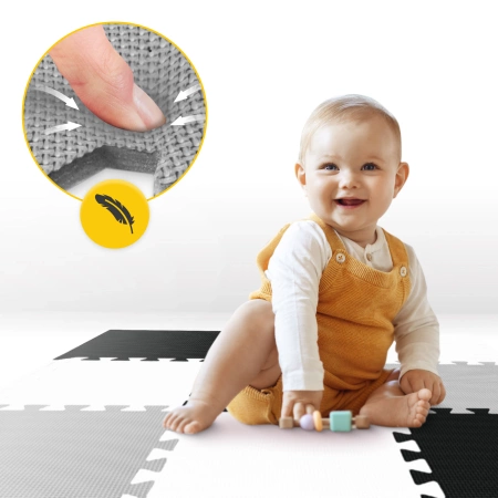 Oktató puzzle szőnyeg gyerekeknek, 90 x 90 cm, szürke