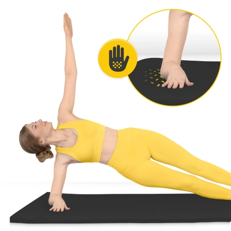 TPE nagy, csúszásgátló tornaszőnyeg, 2 cm, fekete