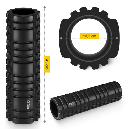 EVA bordázott masszázshenger, 45 cm, fekete