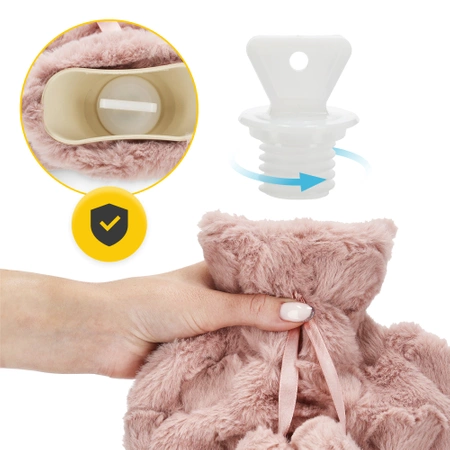 Gumi melegítőpalack szív mintás plüss szövetborítással, 2 l