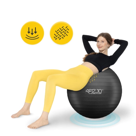 Felfújható gimnasztikai labda, 85 cm, fekete