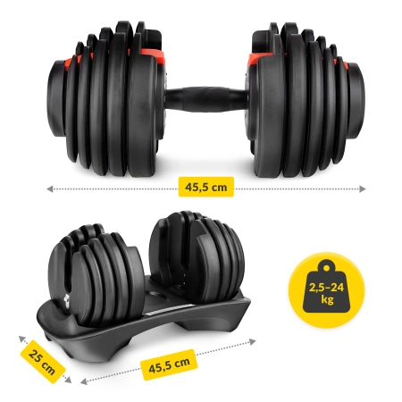 Premium állítható súlyzó, 24 kg