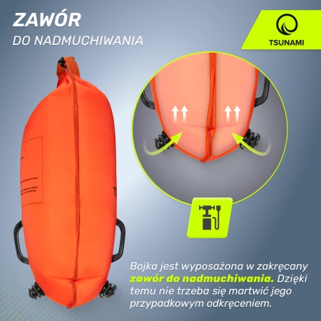 TSUNAMI vízálló tárolózsebbel ellátott 2 az 1-ben felfújható biztonsági úszóbója, narancssárga